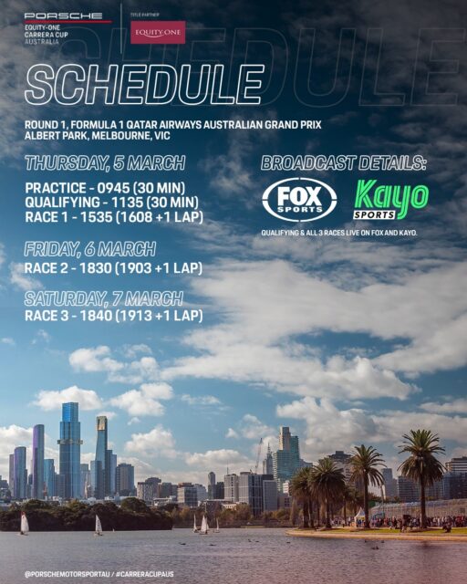 The key times for the Porsche action in Melbourne this weekend.
#CarreraCupAus