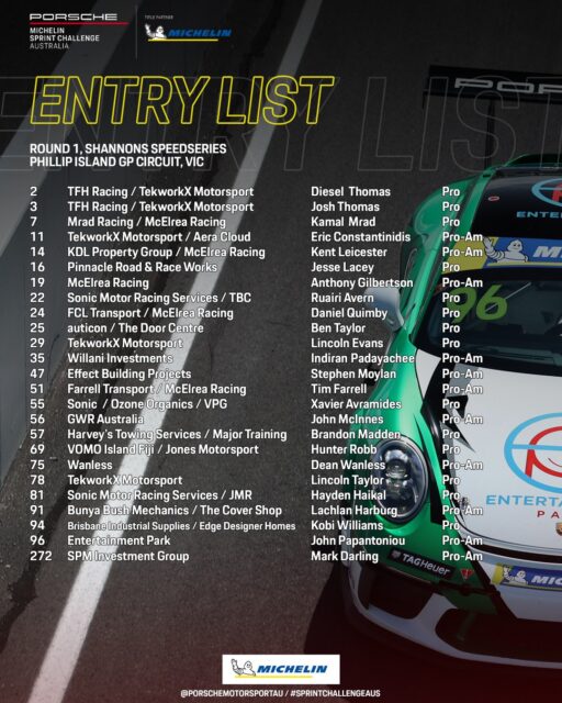 How's this for a grid! 25 starters ready for the opening round of a brand new Porsche Michelin Sprint Challenge Australia season. 

#SprintChallengeAus