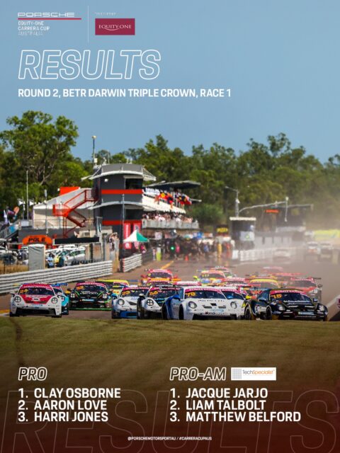 Clay Osborne claims his second Carrera Cup victory and moves into the championship lead, while Jaque Jarjo secures his best result yet with a Pro-Am class win.
 The Porsches return to the track tomorrow at 12:15pm (ACST).

#CarreraCupAus #PorscheMotorsport