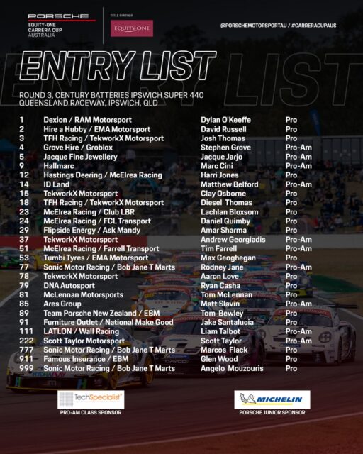 The Entry list is in for Round 3 of Porsche Equity-One Carrera Cup Australia this weekend at Queensland Raceway.
Who are you most looking forward to see in action?
#CarreraCupAus #porschemotorsport #RepcoSC
