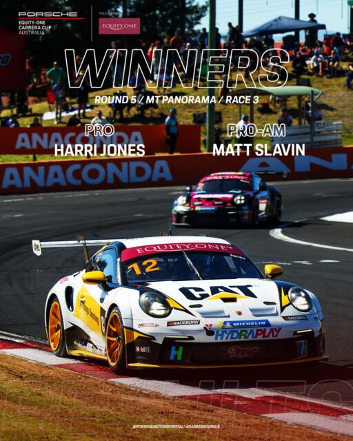 There was no stopping @harrijones99 today as he claimed the third race of the weekend on Bathurst 1000 Race Day. @slavin_away got the win in Pro-Am and his first round win to boot!
#porschemotorsportau #carreracupaus