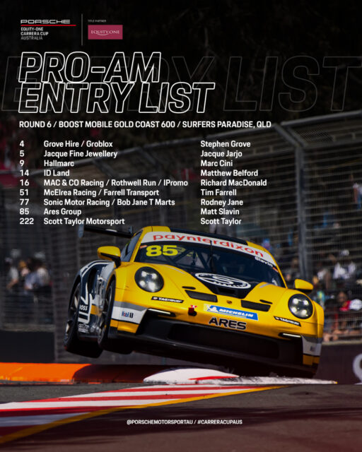 Can @slavin_away & @jacque_gt3 chase down @mjbelf in the fight for the Pro-Am championship?
They're all entered for the penultimate round of Porsche @equityoneau Carrera Cup Australia this weekend on the Gold Coast.
#CarreraCupAus #porschemotorsport