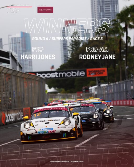 Results are finalised from race 3, as @harrijones99 and Rodney Jane won Pro and Pro-Am respectively.
#carreracupaus #porschemotorsportau